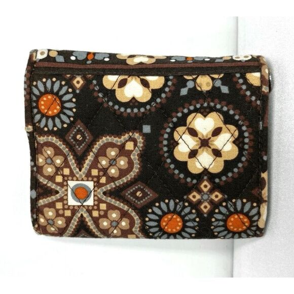 Vera Bradley Canyon Super Smart Wallet Floral Brown Orange Tan Blue - Picture 2 of 3